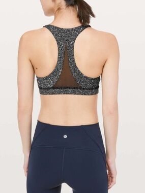 Racerback Mesh-Back Sports Bra - Black Speckle